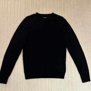 Nordstrom Men's Classic Black Crewneck Sweater 100% Washable Merino